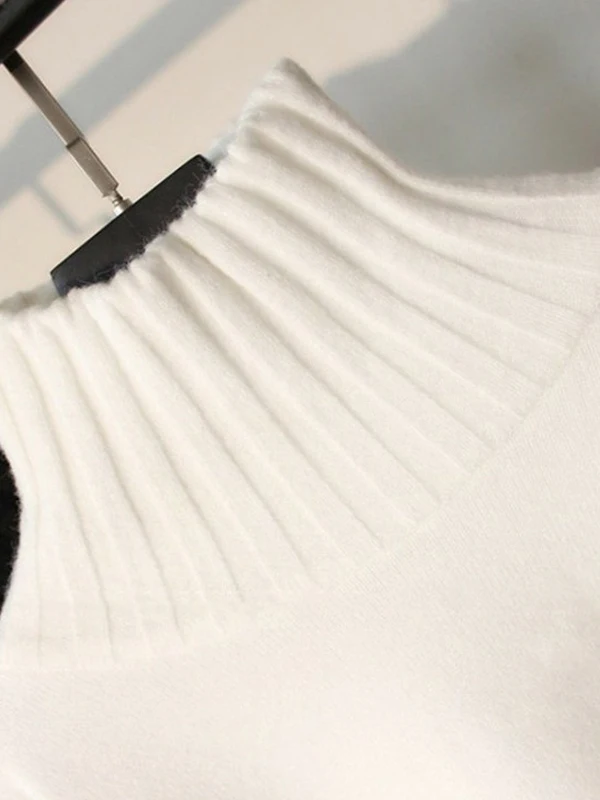 Damski luźny sweter z wysokim kołnierzem, wygodna bielizna, dzianinowy sweter na zimę, regularny krój, długi sweter.