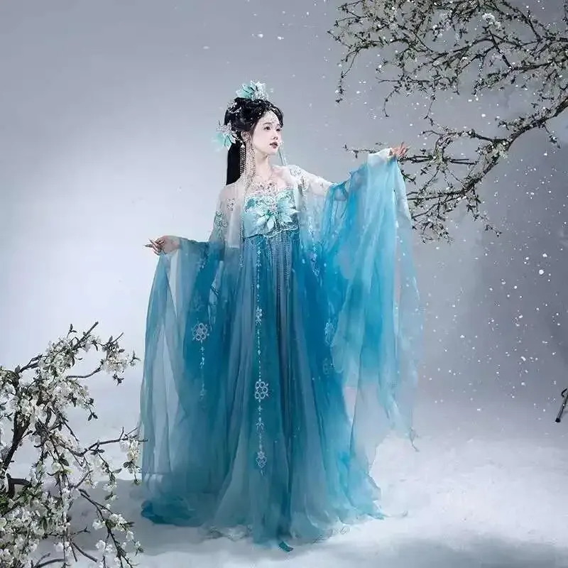 

DY20[Qixi Hanfu]Princess Feixue Heavy Industry Embroidered Butterfly Piao Large Sleeves Elastic Skirt Hanfu Female25