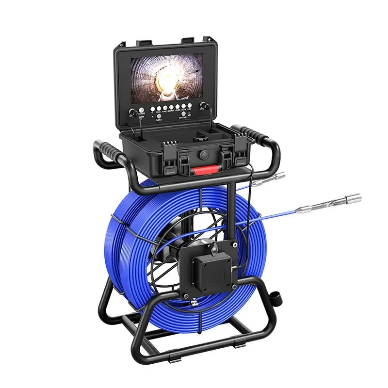 Industrial pipe endoscope sewer blockage detector high definition waterproof camera double wire plate iron frame