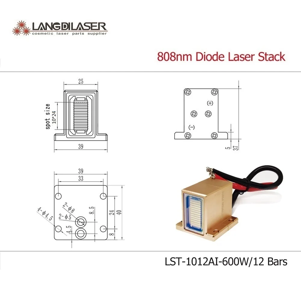 LST-1012AI Laser Stack For Hair Removal / 12 Bars / Each Bar 50w / Total Power 600W / Guarantee 10,000,000 times