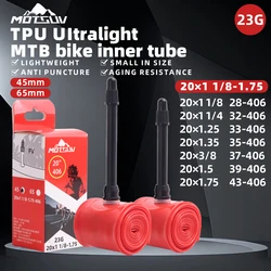 MOTSUV Bicycle Inner Tube Ultralight 23g 20inch 406 20x1.0-1.75 Cycling TPU Tube For BMX 406 Reinforced Valve Bike Accessories