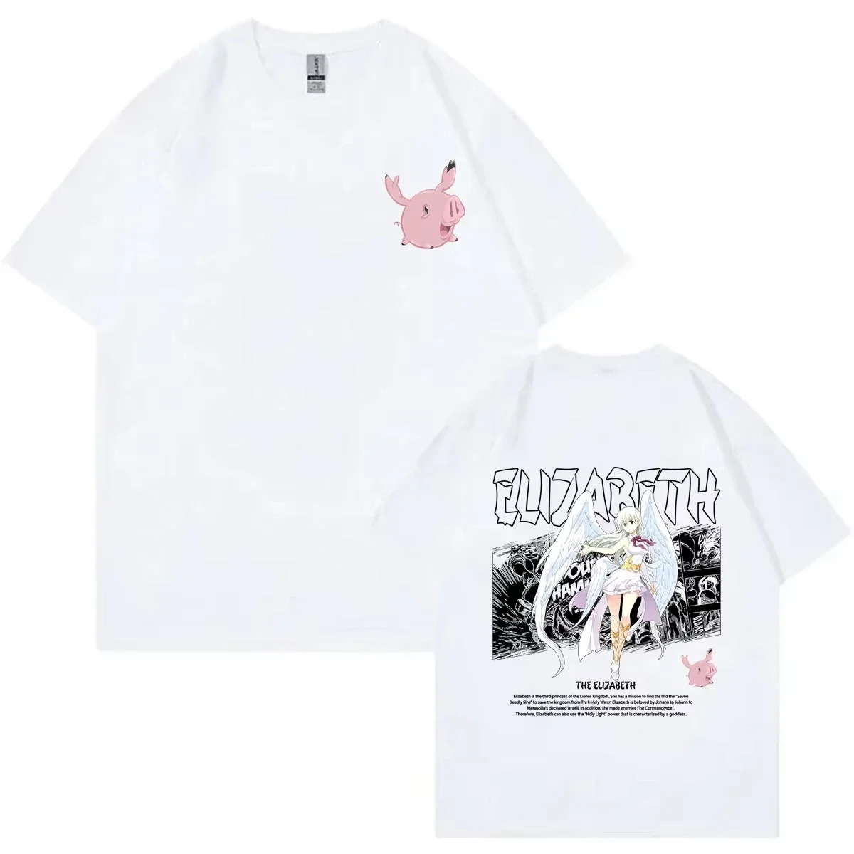 Summer Hot Sale Anime The Seven Deadly Sins Elizabeth Liones Hawk Print T-shirt Unisex  Harajuku Hip Hop  Gothic Round T-shirt