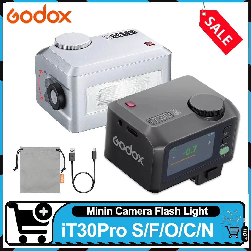 

Godox iT30Pro Mini Camera Flash Light 2.8" Touchscreen Pocket Flash TTL Auto-Exposure 2.4G Wireless on Camera Flash