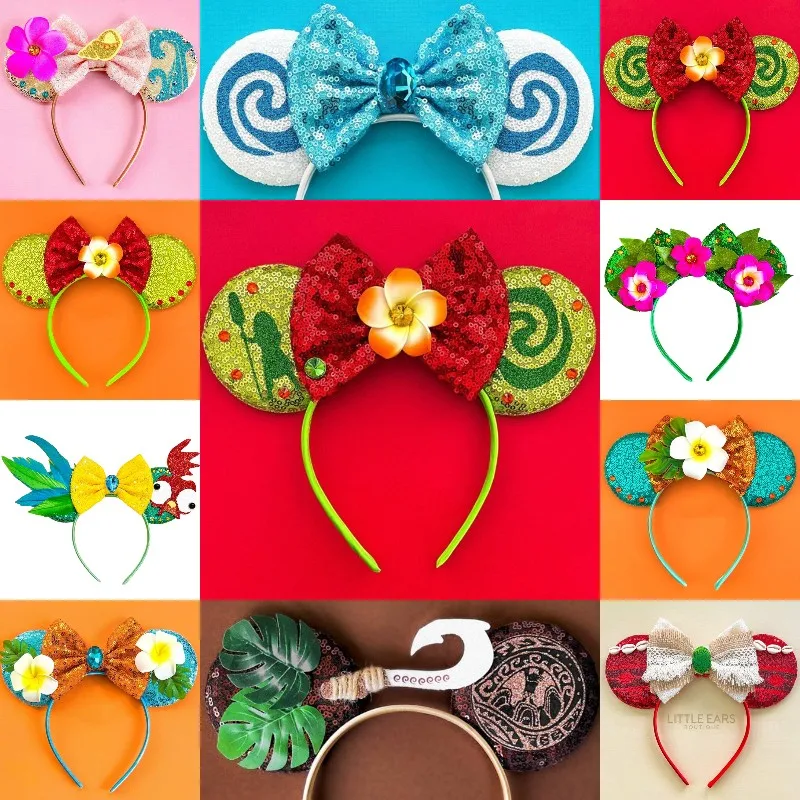 

Disney Moana Ears Headbands For Girls Magical Fishhook Hairbands Women Kids Sequins Bow Maui Hair Accessories Cosplay Party Gift