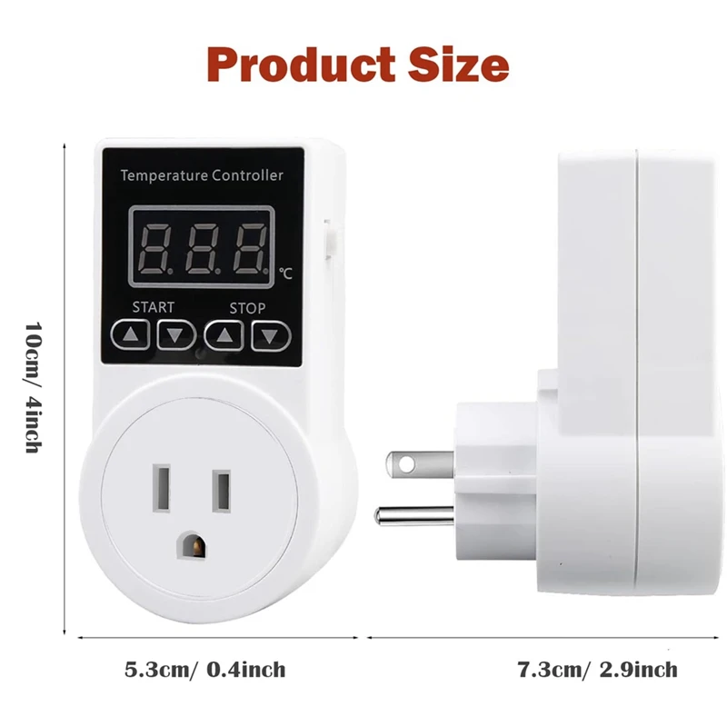 Digital Thermostat Greenhouse Thermostat Plug Socket LCD Screen With Waterproof Sensor Probe For Reptile Home US Plug