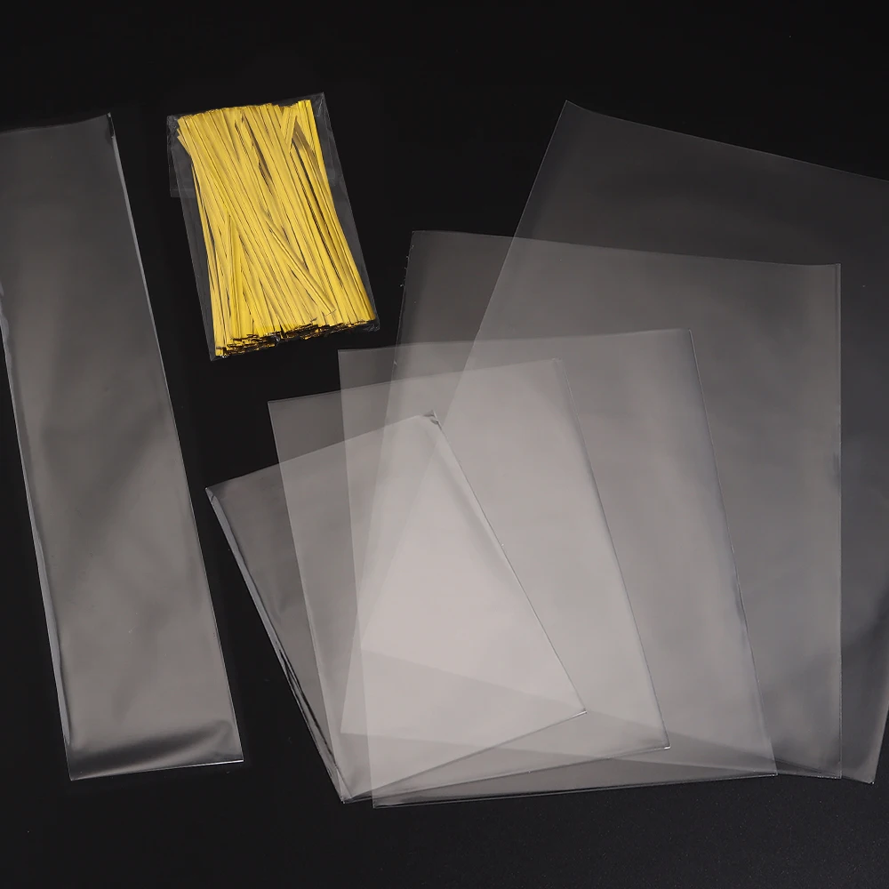 100 Stück transparente flache Beutel mit Drehverschlüssen, transparente OPP-Beutel, Party- und Hochzeitsbedarf, Geschenkbeutel, Süßigkeiten, Dessert, Festival, Geschenkverpackung – Detail 5