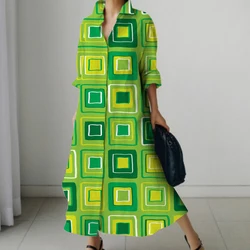 Summer New Dress Fashion Printed Cardigan Loose Large Size Dress Casual Temperament Commuter Irregular Women's Long Dresses