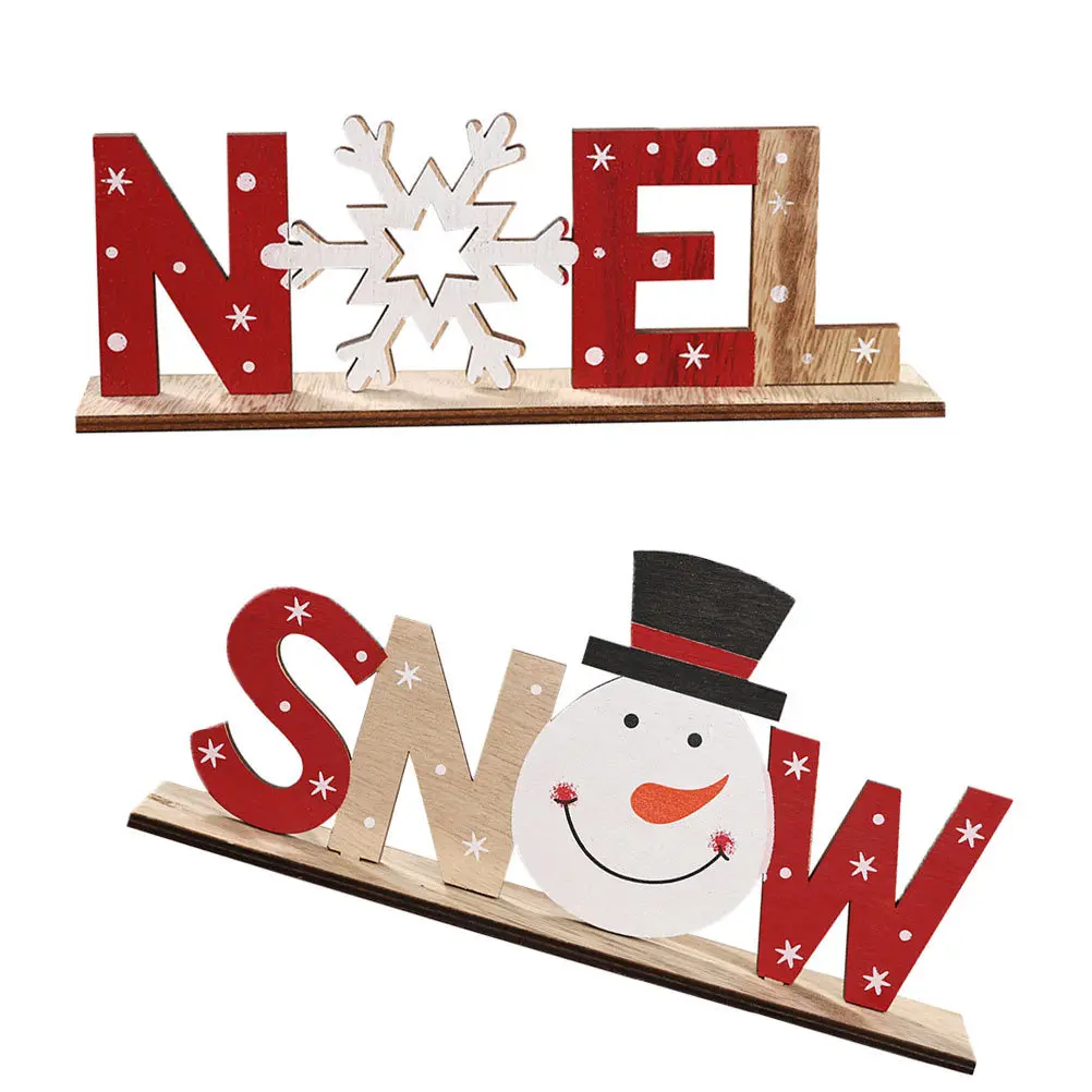 

2Pcs Wooden Letters Decorative Ornaments for Desk Table Bookshelf Bedroom Living Room Christmas Decorations Holiday Display