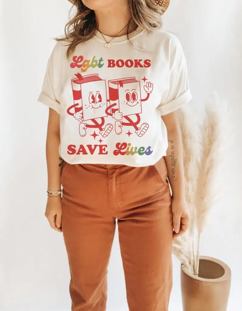 Lgbt books save lives shirt queer i read banned lgbtq pride not bigots bookworm gay author owned