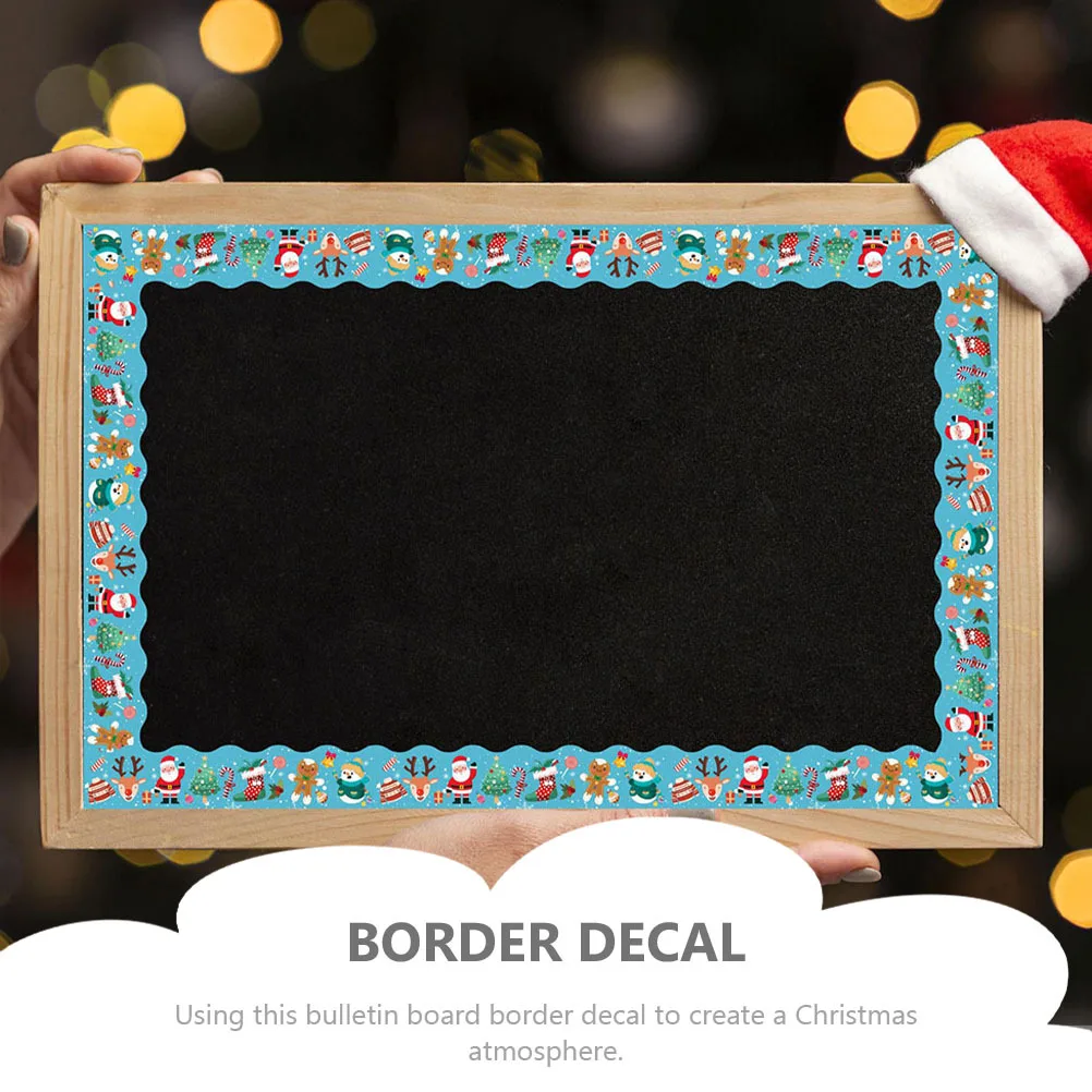 

1 Roll Cartoon Blackboard Border Sticker Christmas Decorative Paper For Bulletin Board Whiteboard Door Window Classroom Office