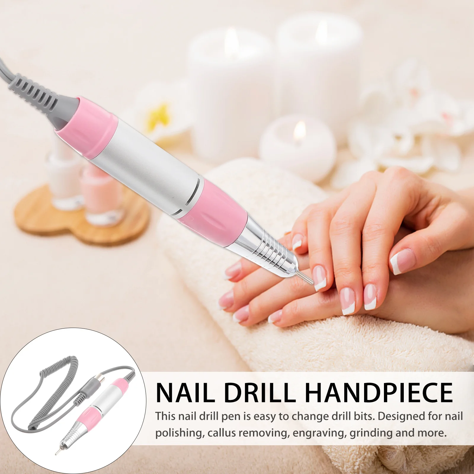 

Drill Handle Nail Drill Handle Handpiece Pen Lightweight For 202 Pink Nail Art Manicure Tool Accessories