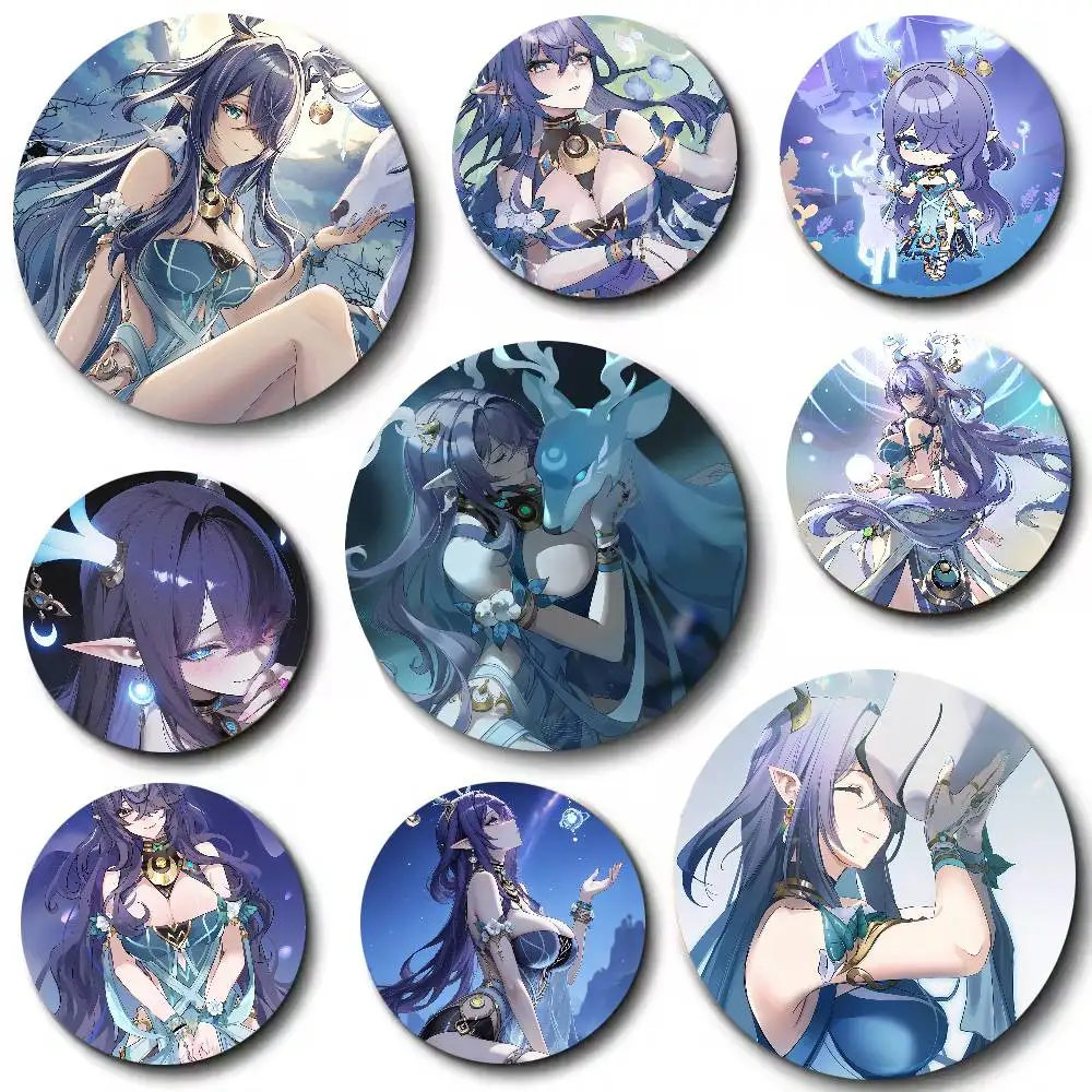 Fashion Cute Pretty Girl Lauma Cool Genshin Impact Gaming Badge Metal Brooch for Bag Clothes Hat Decor Cosplay Accessories Gifts