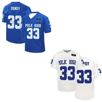 Men's Football Jersey Embroidered#33 Polk High Bundy V-Neck Rugby Jersey Breathable Sports T-Shirt for Training & Competition