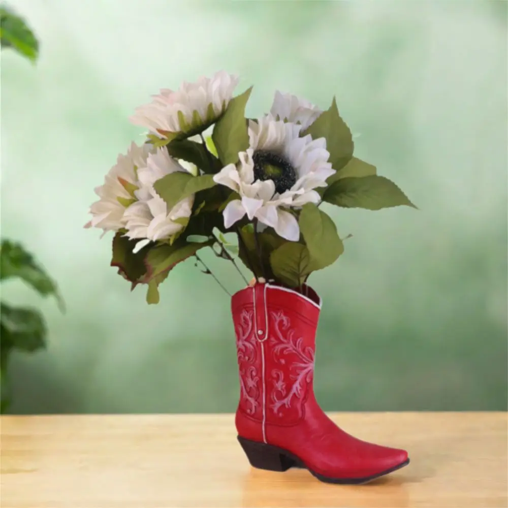 Unique Boot Shaped Vases Resin Elegant Hydroponic Plant Container Waterproof Handmade Boot Flower Pot Hydroponic Planting