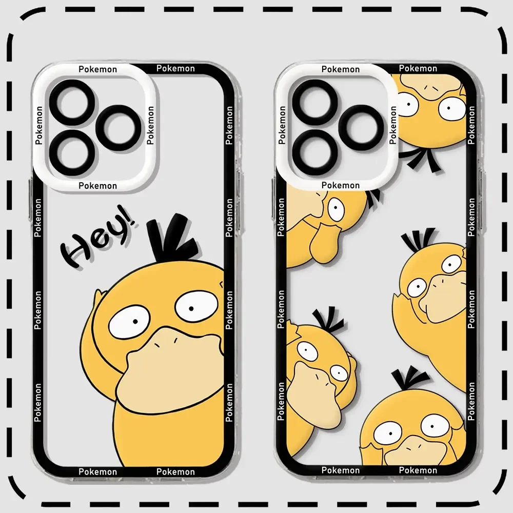 Anime Psyducks Pikachus Phone Case For Samsung S24 S23 S22 S21 S20 S10 FE Note 20 Plus Ultra Lite 5G Clear Soft Pokemons Cover