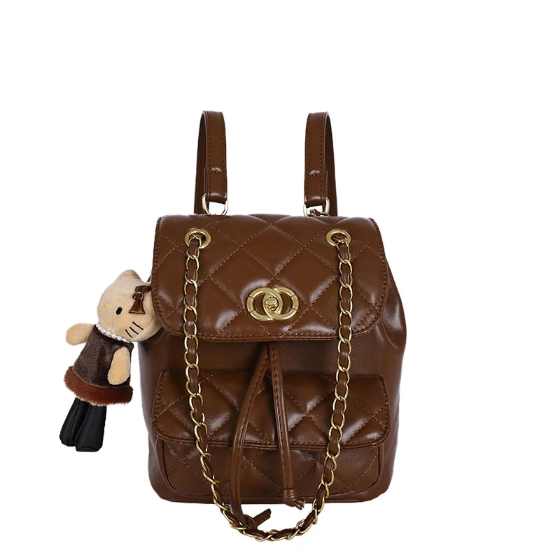 ‌ Sac à dos matelassé à sangle en chaîne, sac seau chic pour femmes, sac à dos décontracté à la mode pour les voyages et le travail, 2025