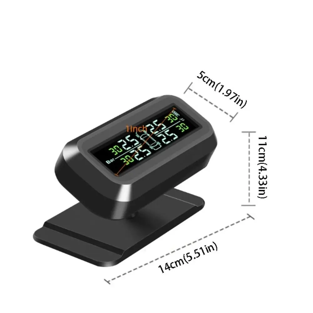Solar Charging Tire Pressure Monitoring System USB Charging LCD Display Tire Pressure Monitor Alarm Modes Digital Display TPMS