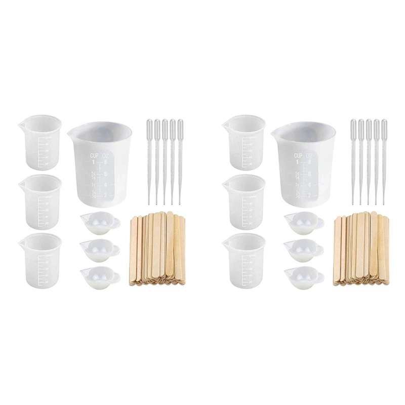 

2X Measuring Cups For Epoxy Resin, Reusable Mixing Cups Jugs Resin Casting Container With Mixing Sticks For Resin