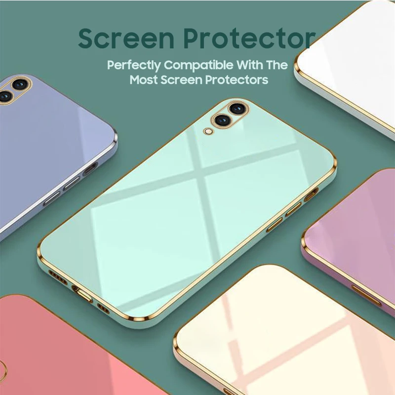 Luxury Square Plating Silicone Phone Case for Samsung A01 A02 A03 A02S A03S Coque Ultra Thin Protection Soft Cover