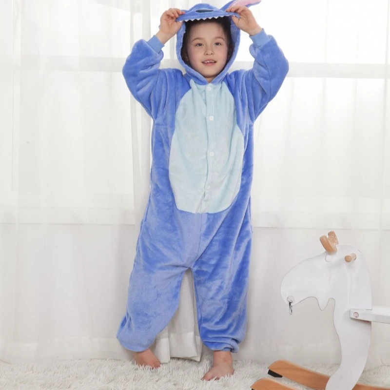 Disney Kinder Lilo Stich Cosplay Kostüme Overall Kigurumi Kleidung Stich Kind Mit Kapuze Loungewear Halloween Jungen Mädchen Kleidung