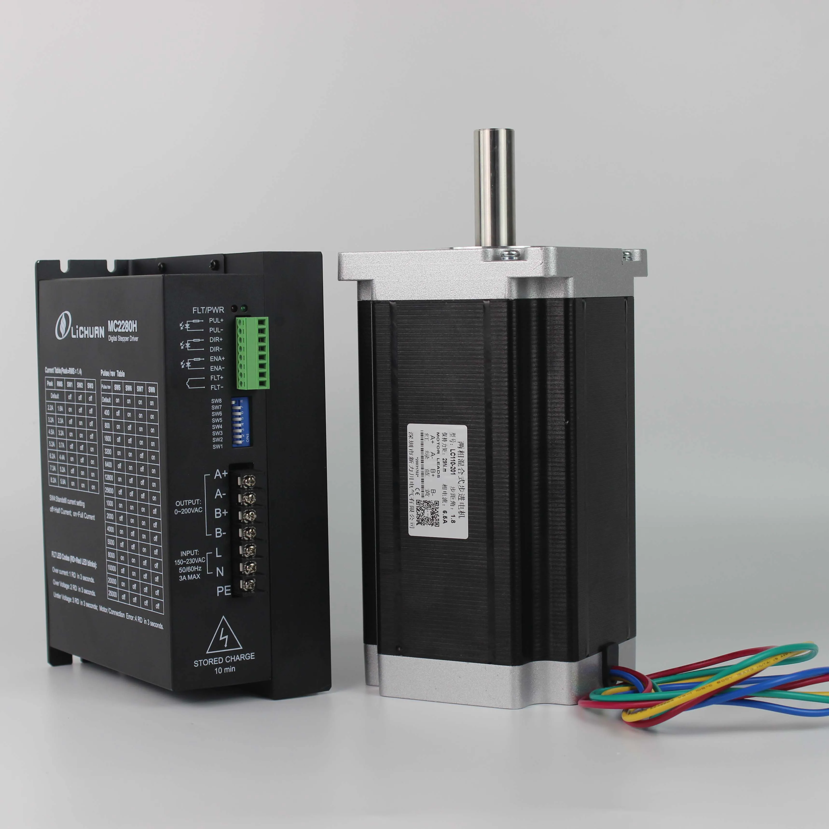 

Китайский заводской шаговый двигатель AC220V 2 фазы Nema42 гибридный шаговый двигатель 29Nm LC110-201 с драйвером MC2280H для машины для масок