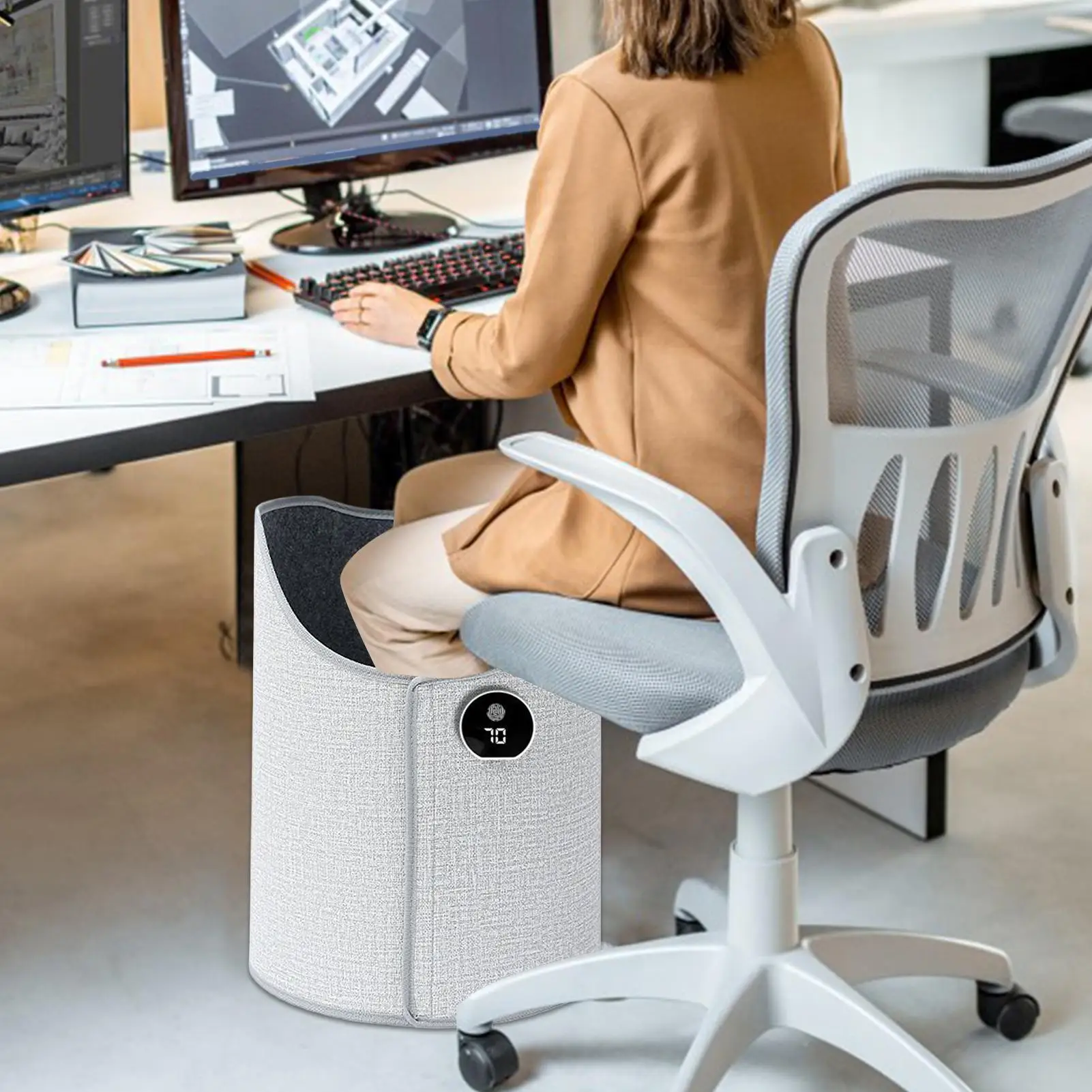 

Leg Heater Under Desk 5 Levels Adjustable Ergonomic Quiet Wrap Portable Leg Warmer Under Desk For Travel Space Indoor Office