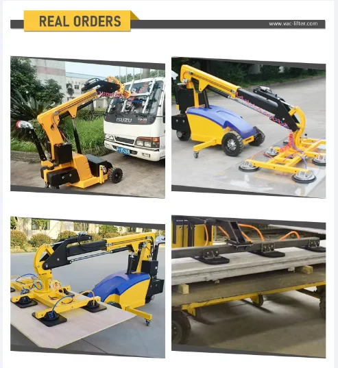 เครื่องยกสุญญากาศแบบใช้ไฟฟ้า 800 กก. ได้รับการรับรองมาตรฐาน CE พร้อมฟังก์ชั่นเอียงและหมุนได้  แบบใช้มือหมุนด้านข้าง สำหรับยกกระจกและแผ่นวัสดุอื่นๆ