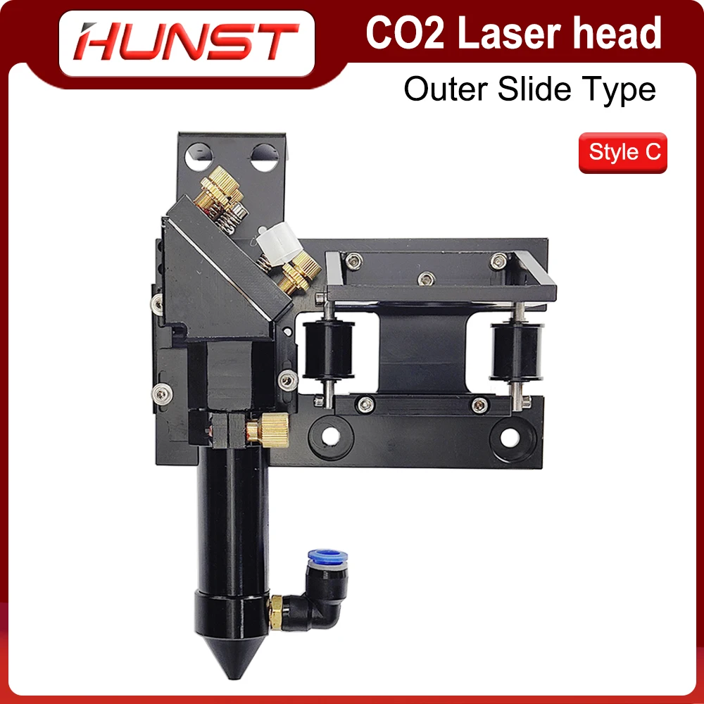 

Hunst CO2 Outer Rail Laser Head With Slider Motor Seat Air Assist Nozzle for D25mm Mirror Lens Dia.20mm FL 50.8/63.5/101.6mm .