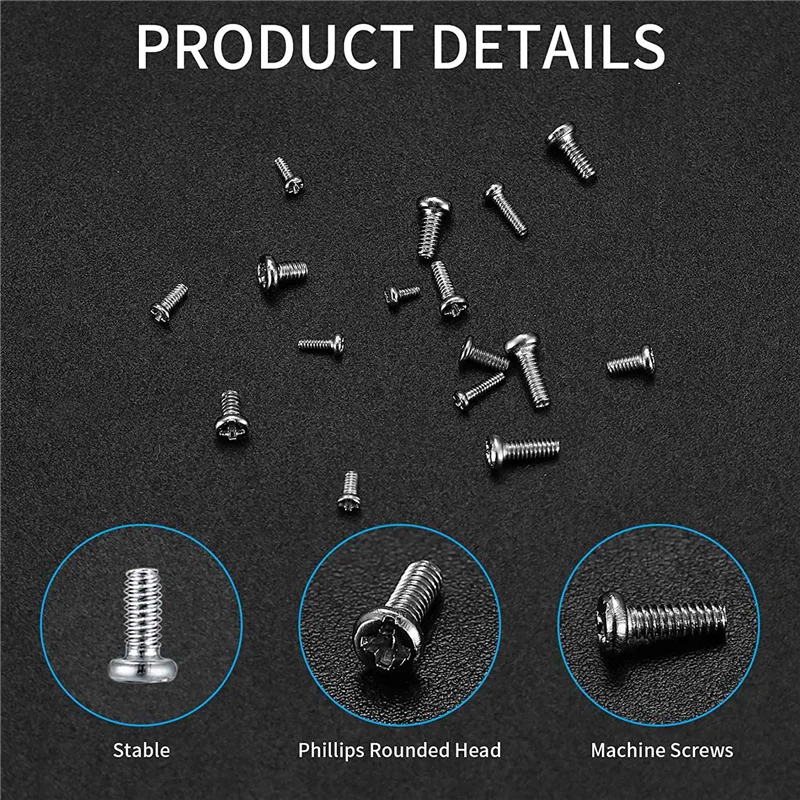 800 Pc Tiny Screws for Electronics, Small Mini Pan Head Machine Screws Kit for Eyeglasses Watches Clocks Repair