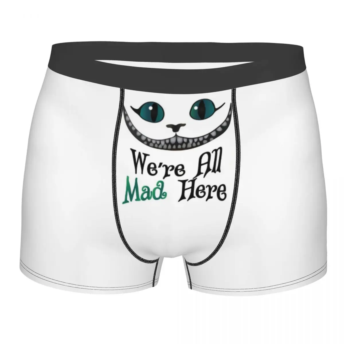 

Custom Funny Cheshire Cat We Are All Mad Here Boxers Shorts Panties Male Underpants Comfortable Briefs Underwear