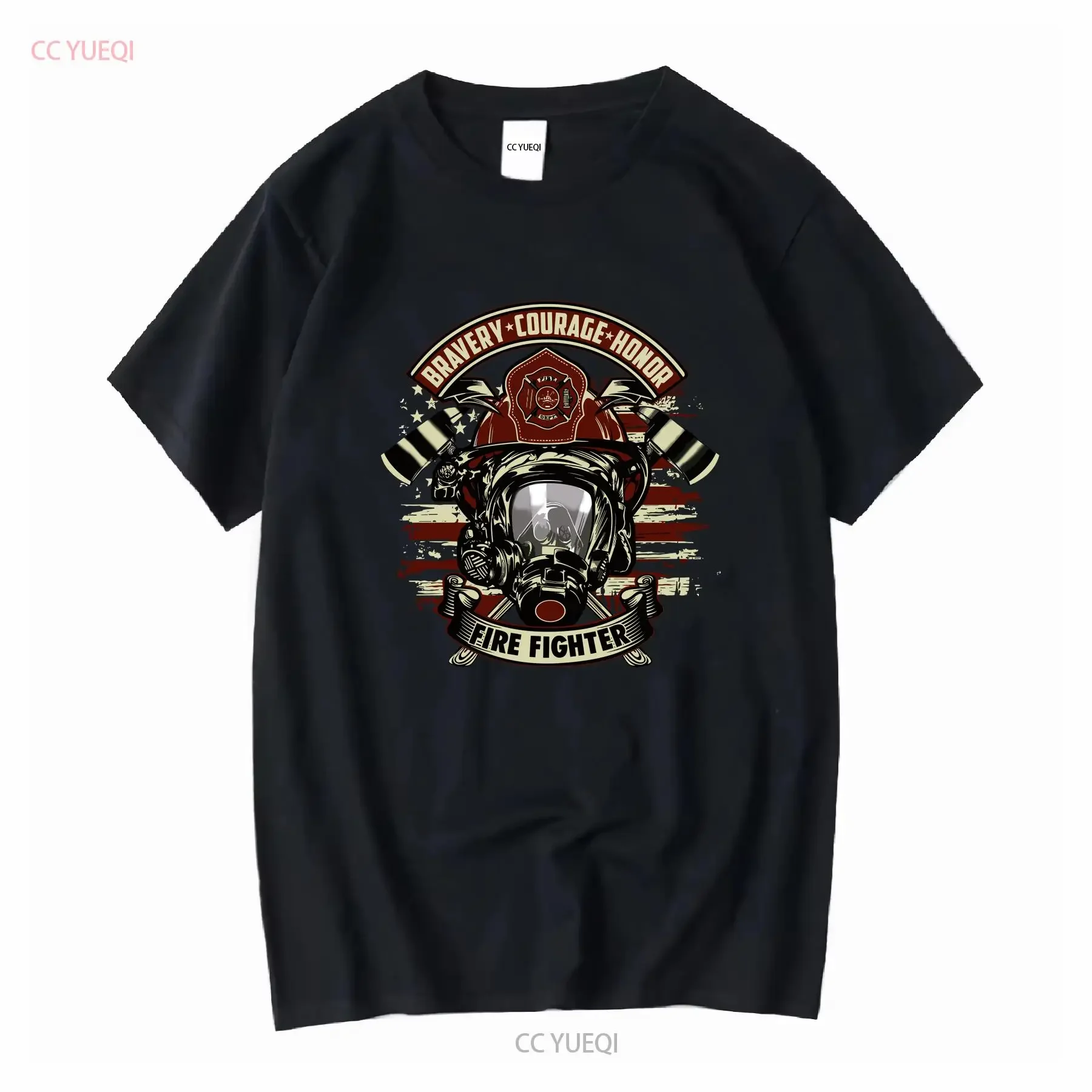 Bravery Courage Honor pompier pompier hommes coton t petit haut vintage lavé respirant graphique polyvalent confortable