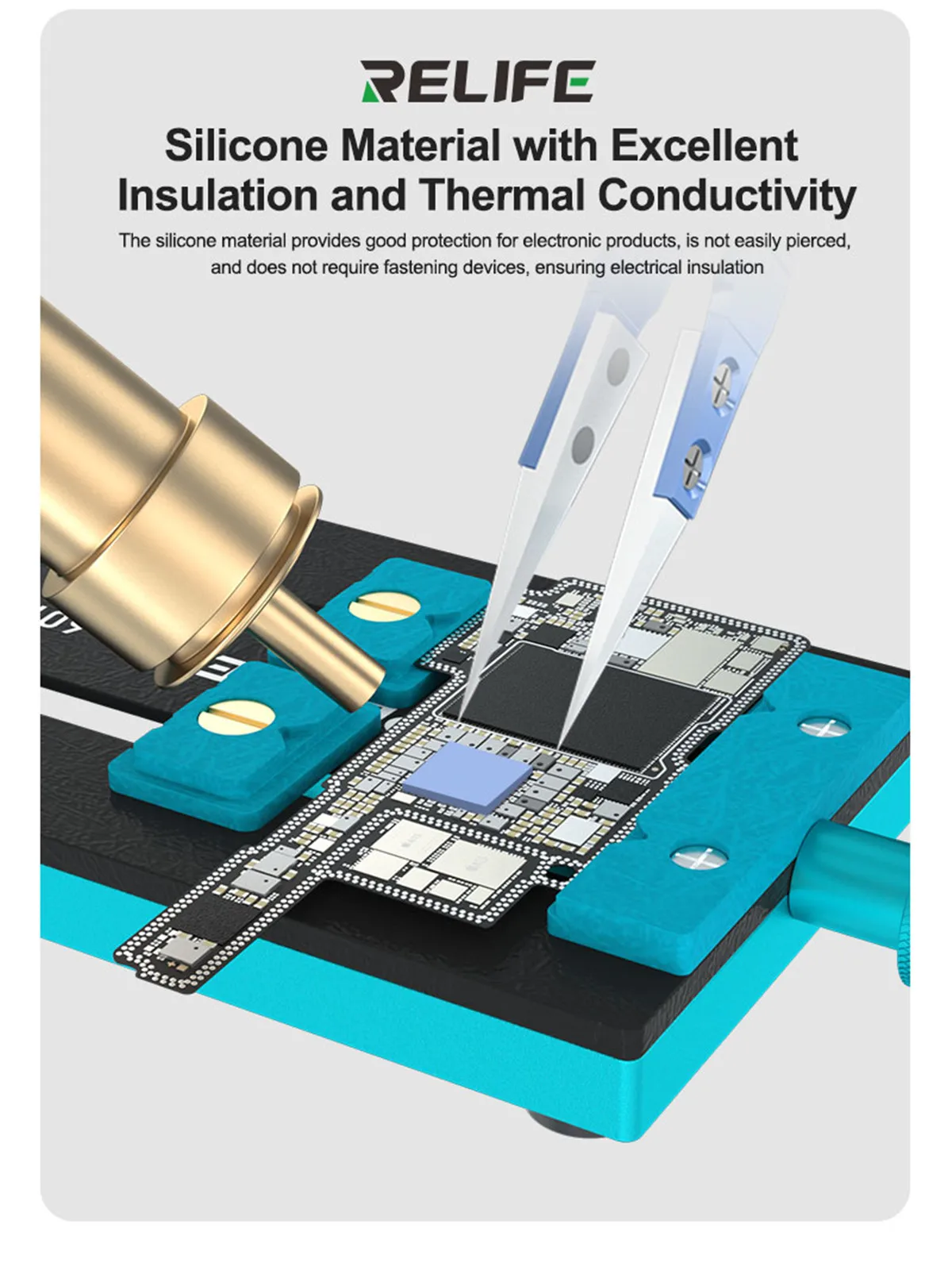 RELIFE RL-098 100 Stück vorgeschnittene isolierende Wärmeleitpads für IC-Chips, hohe Wärmeleitfähigkeit, selbstklebende Reparatur-Silikonfolie – Detail 5