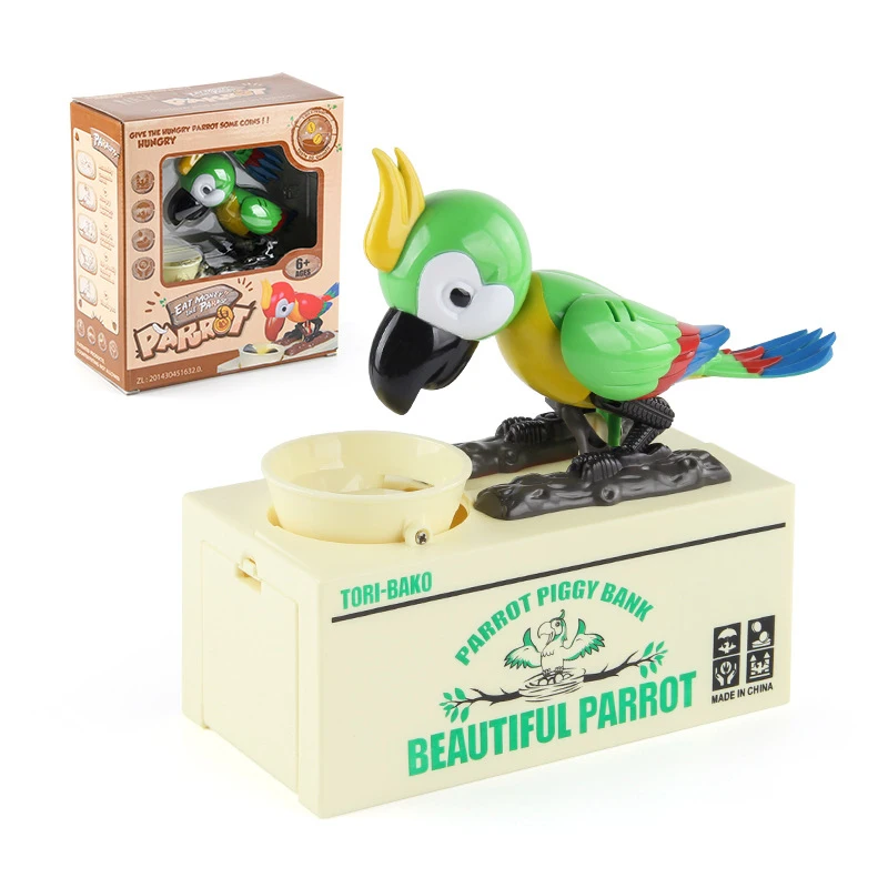 Pet Parrot Coin Munching Automatic Money Bank for Kids Electronic ATM Savings Box Birthday Christmas Hot Gift Toy for Boys Girls