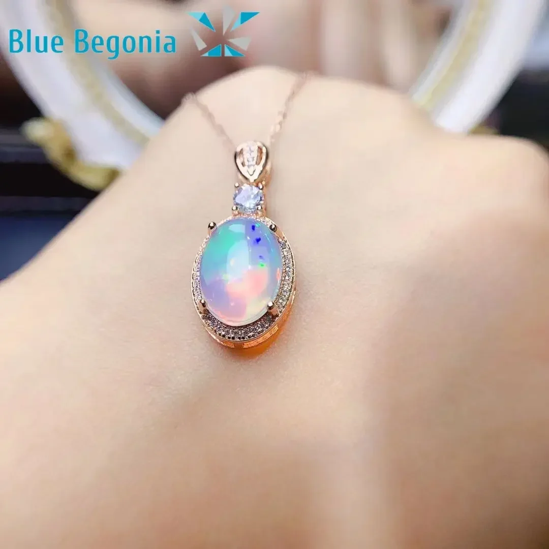 Big Natural Opal Pendants 925 Sterling Silver 10*14MM Gemstone Jewelry for Women Wedding Engagement Gift