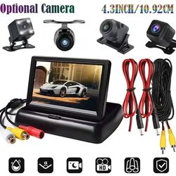 Foldable Car Monitor 4.3-inch TFT LCD HD Parking Monitor Night Vision With Reverse Camera for Car MPV RV SUV Parking