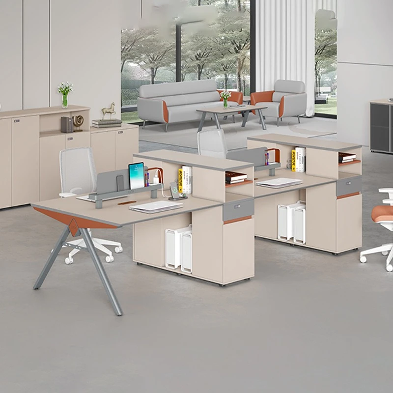 Office desk and chair combination simple modern office desk staff table staff finance high cabinet double workstation card seat