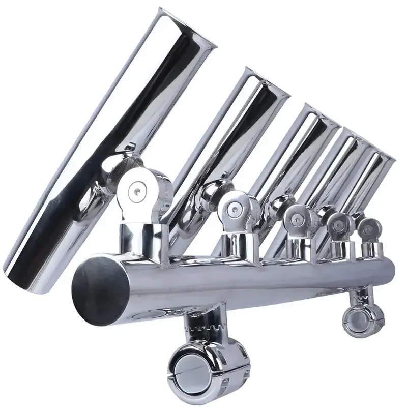 5 Tubes 304 Stainless Steel Fishing Rod Holders Angle Adjustable Console Boat T Top Rocket Launcher Boat Accessories