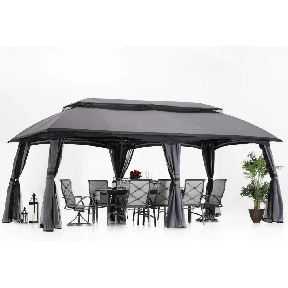 

Folding Tent for Garden 10x20 Outdoor Gazebo Garden or Lawn Terrace Gazebo With Mosquito Net and Double Roof Shade Supplies Home