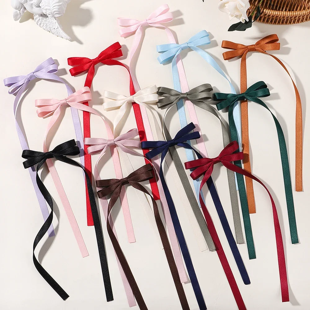 2pcs Cute Ribbon Bow Headband Long Tassel Hair Clip Women's Hair Accessories Girls Party Headwear Side Clips Wholesale