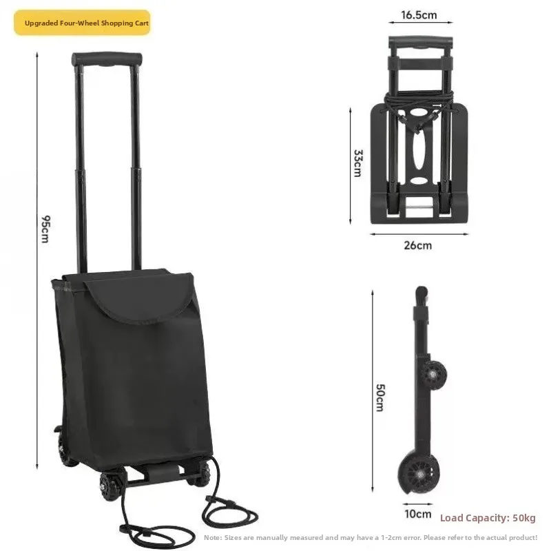 portable-folding-hand-pulled-cargo-flatbed-trailer-miniature-utility-vehicle-convenient-stroller-stainless-steel-shopping-cart