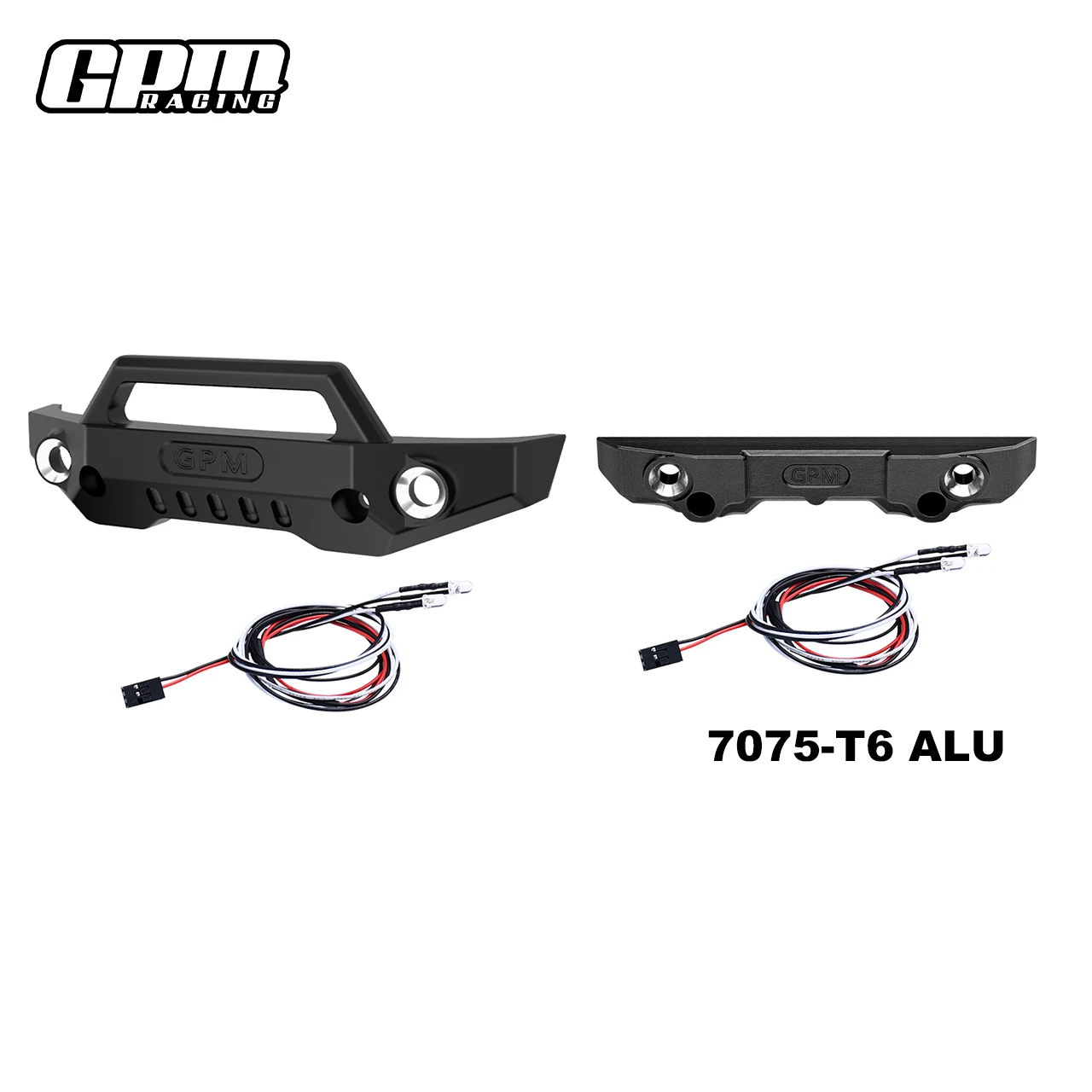 المصد الأمامي والخلفي من خليط معدني GPM 7075 مع أضواء LED لـ TRAXXAS Mini Maxx