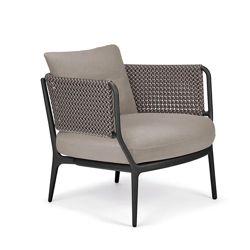 Custom Nordic Outdoor Leisure Rattan Sofa Coffee Table Furniture Courtyard Balcony Soft Designer Single Rattan Chair China Origi
