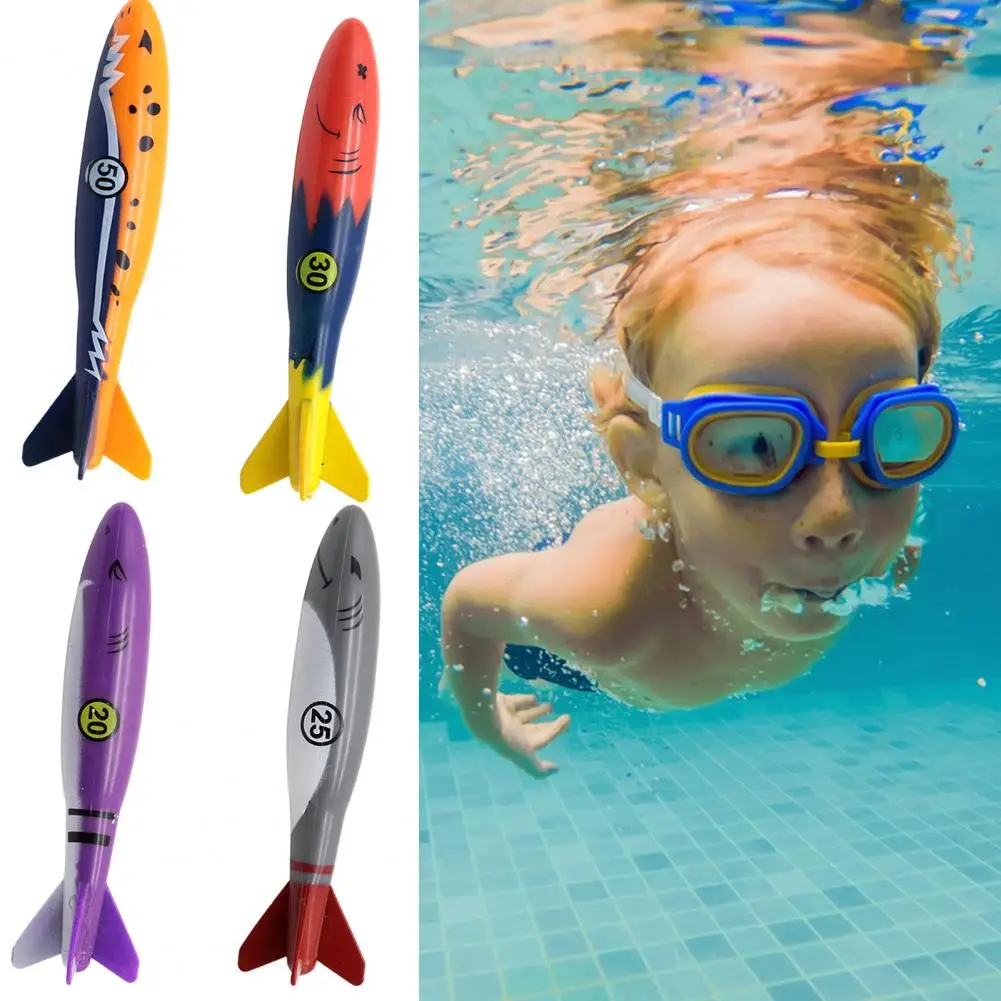 Juguetes de buceo para piscina, 4 piezas, natación subacuática, deslizamiento de tiburón, juguetes para aprender a nadar