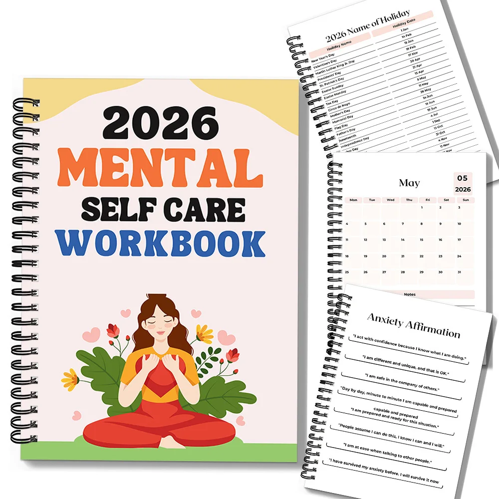 

1PC 2026 Mindful Mental Self-Care Workbook: Yoga-Themed Mental Health Journal for Wellness Enthusiasts & Stress-Relievers, Perfe