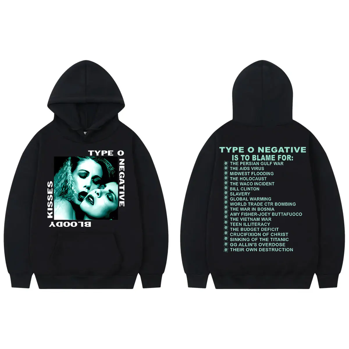 

Type O Negative Bloody Kisses Album Merch Hoodie Rock Hip Hop Vintage Hooded Sweatshirt Men Women Casual Fashion Loose Pullovers