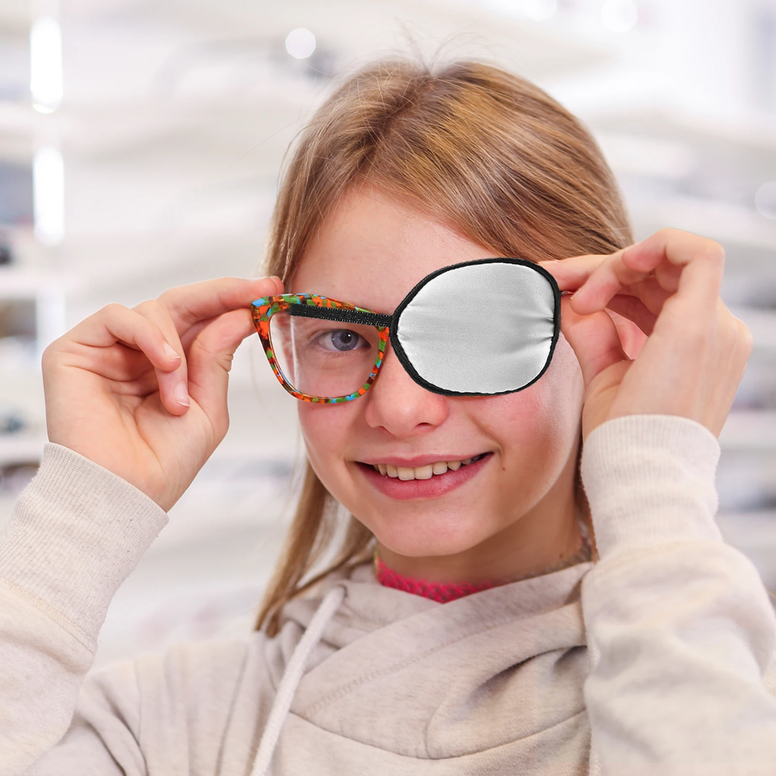

Silk Mask Single Eye Patch Amblyopia Correction Light Blocking Kids Adults Elastic Strap Thick Material Safe Durable Skin