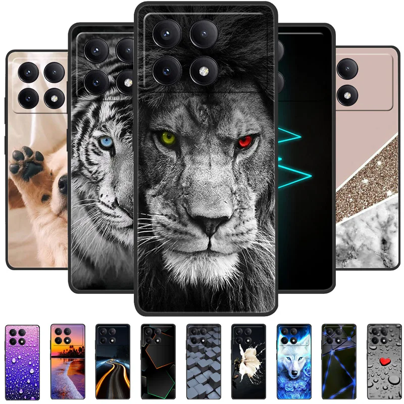 For POCO X6 Pro 5G Case POCOX6 Shockproof Soft TPU Silicone Phone Cover For Xiaomi POCO X6 Pro 5G Capa Cartoon Matte Bumper