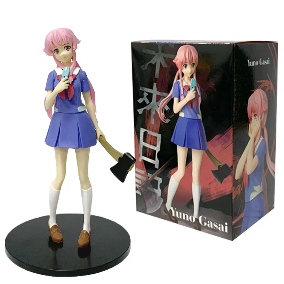 Auf lager 17 cm Zukunft Tagebuch Mirai Nikki Gasai Yuno Anime Uniform Kleid Stehende Haltung Action Figur Modell spielzeug Thanksgiving – Detail 2