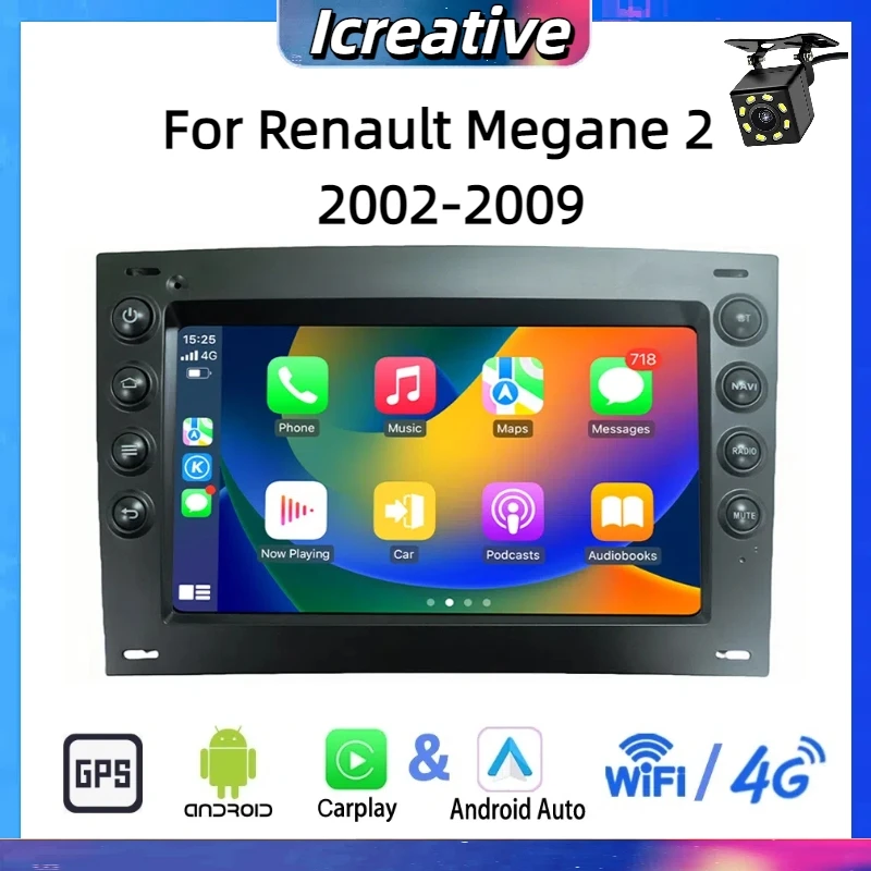 Car Radio Android for Renault Megane 2 2002-2009 Wireless Carplay Multimedia Autoaudio Head Unit 7