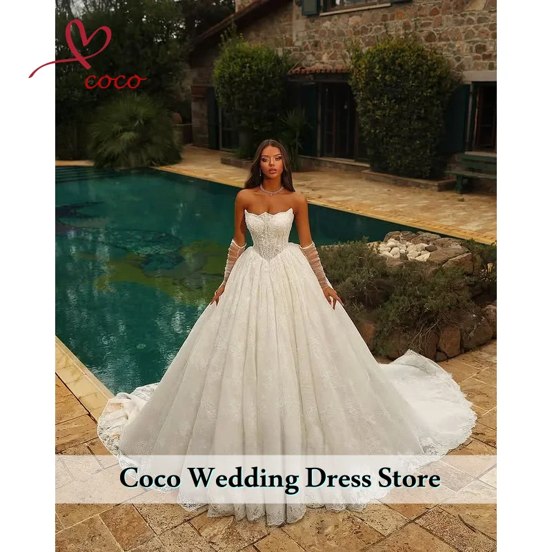 

Индивидуальное романтическое свадебное платье с блестящими жемчужинами, роскошное бальное платье из органзы для невесты, Vestido De Novia